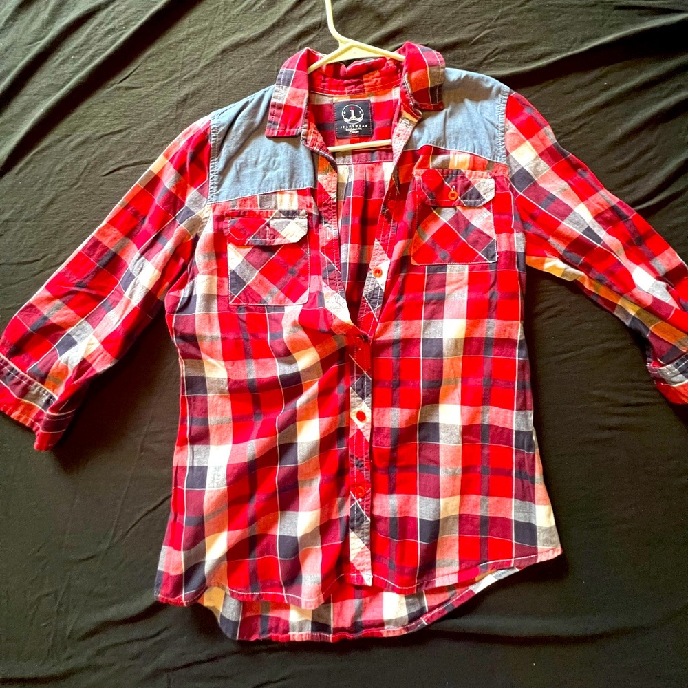 Plaid red shirt for women
